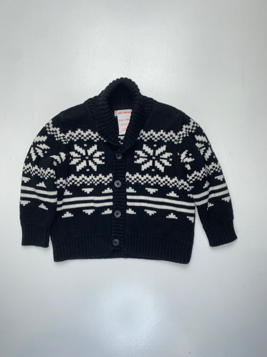 Joe Fresh Black Knit Cardigan with Snowflakes 6-12M