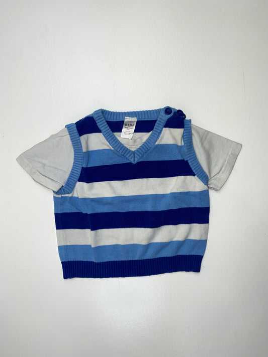 George Blue Striped T-Shirt Vest 6-12M