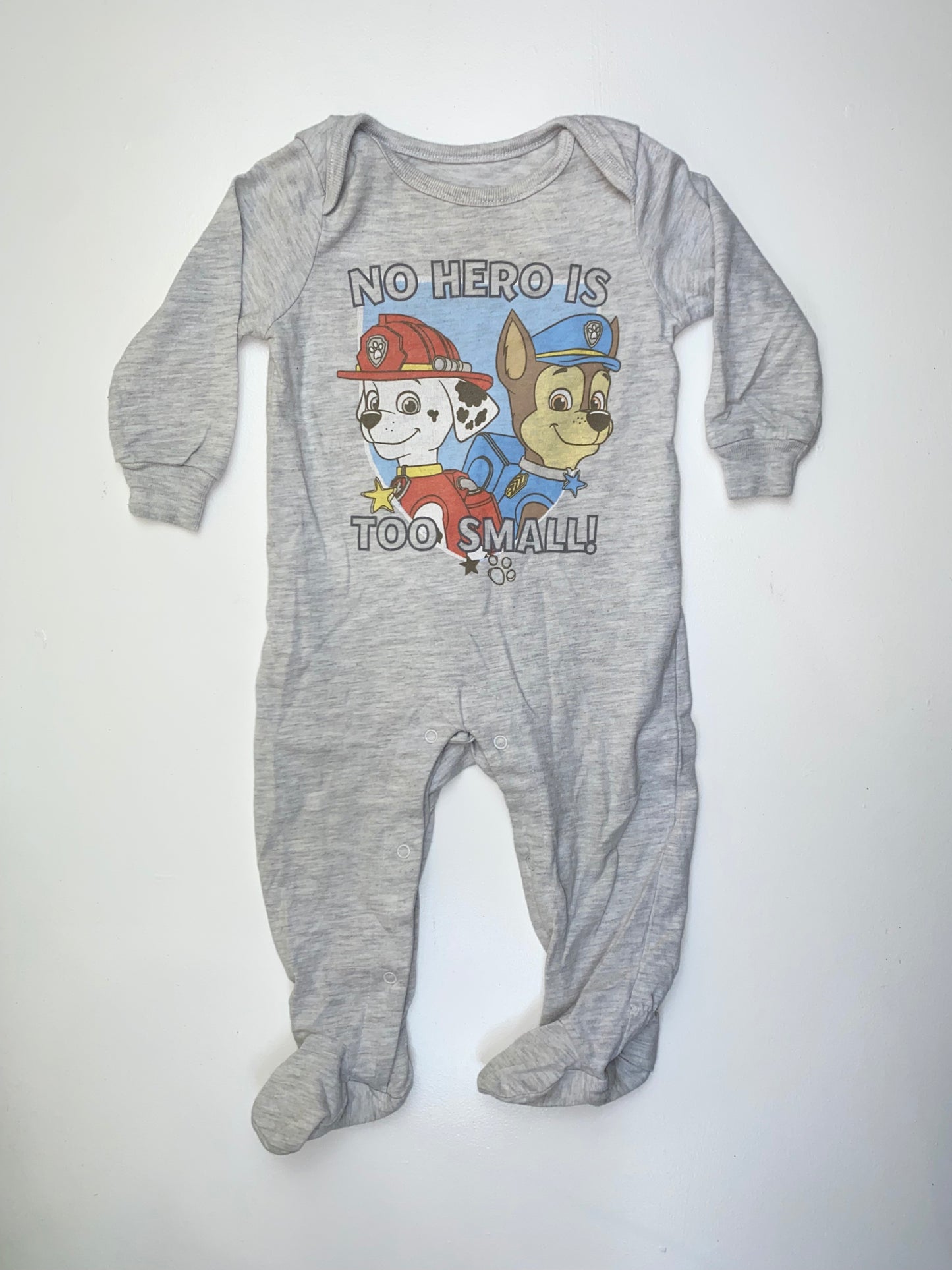Paw Patrol Grey Footed Jumpsuit with Marshall & Chase 6-12M