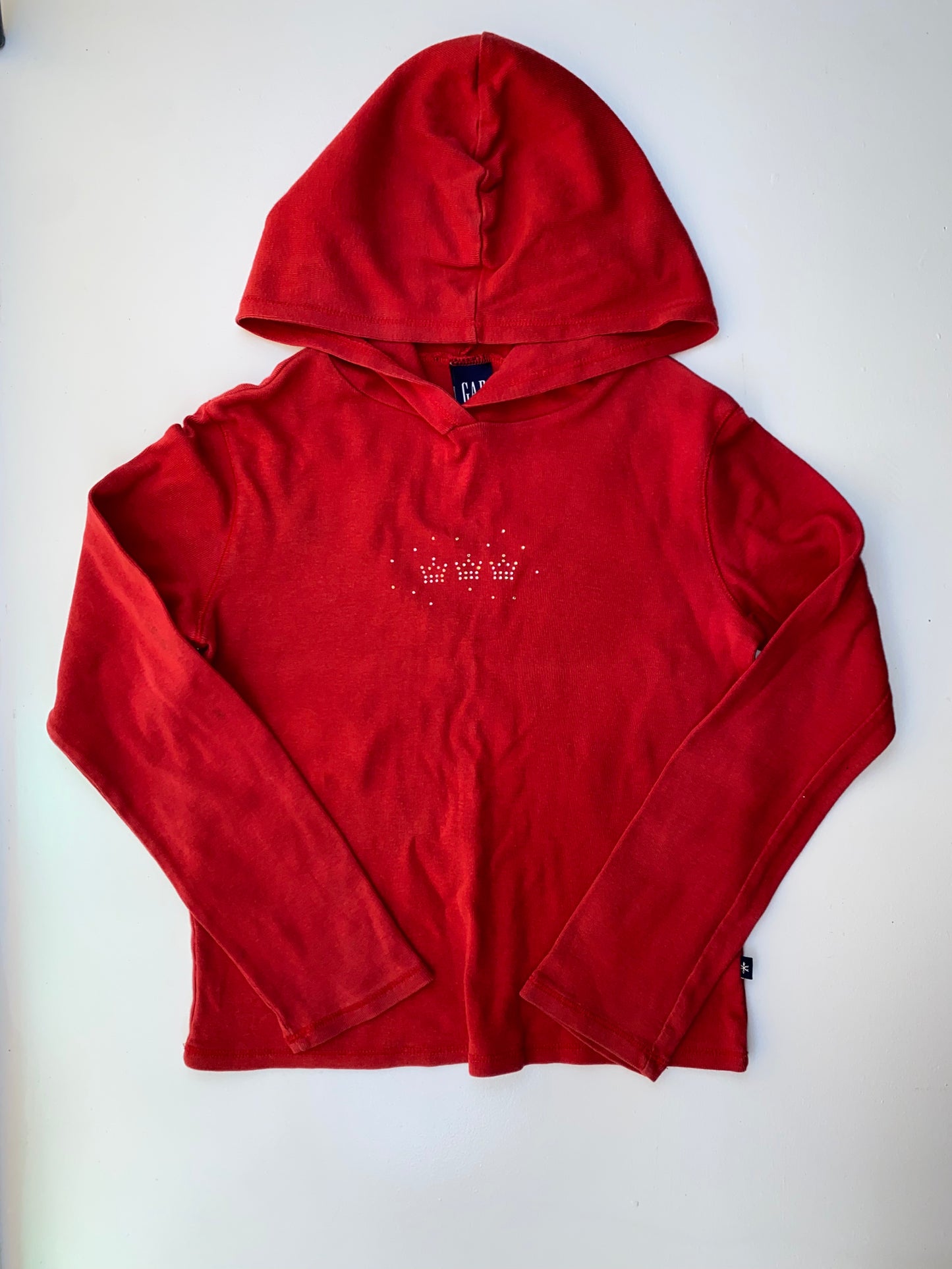 Gap Red Hooded Long Sleeve Shirt with Crowns 10