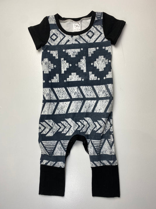 Hazelnut Blessings Black & Grey T-Shirt Jumpsuit 3-12M