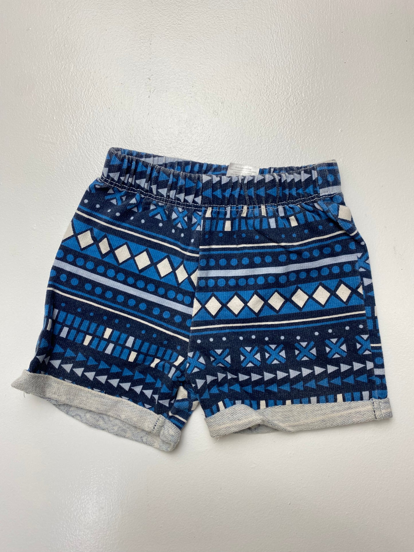 Chick Pea Navy Patterned Pull-On Shorts 6-9M