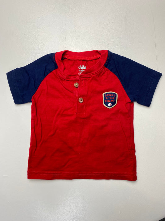 Child of Mine Henley Shirt with "Daddy's Little Champ" Patch 6-9M