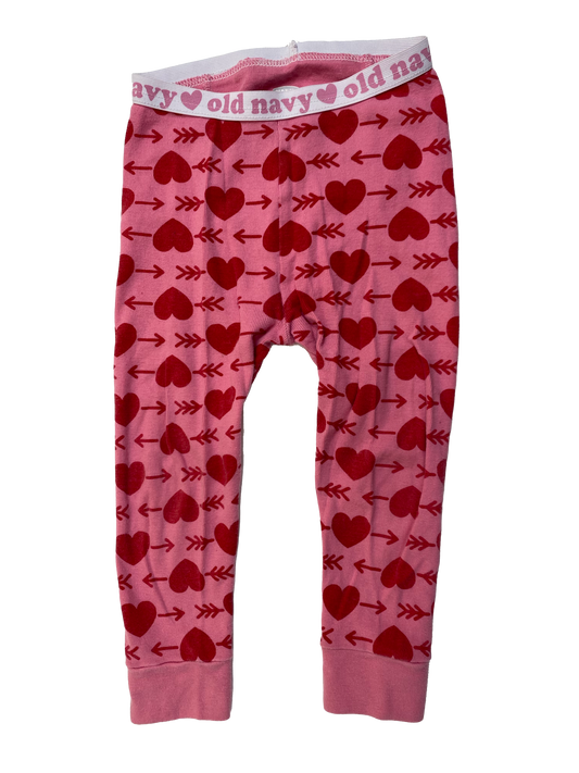 Old Navy Pink PJ Pants with Red Cupid Hearts 2T