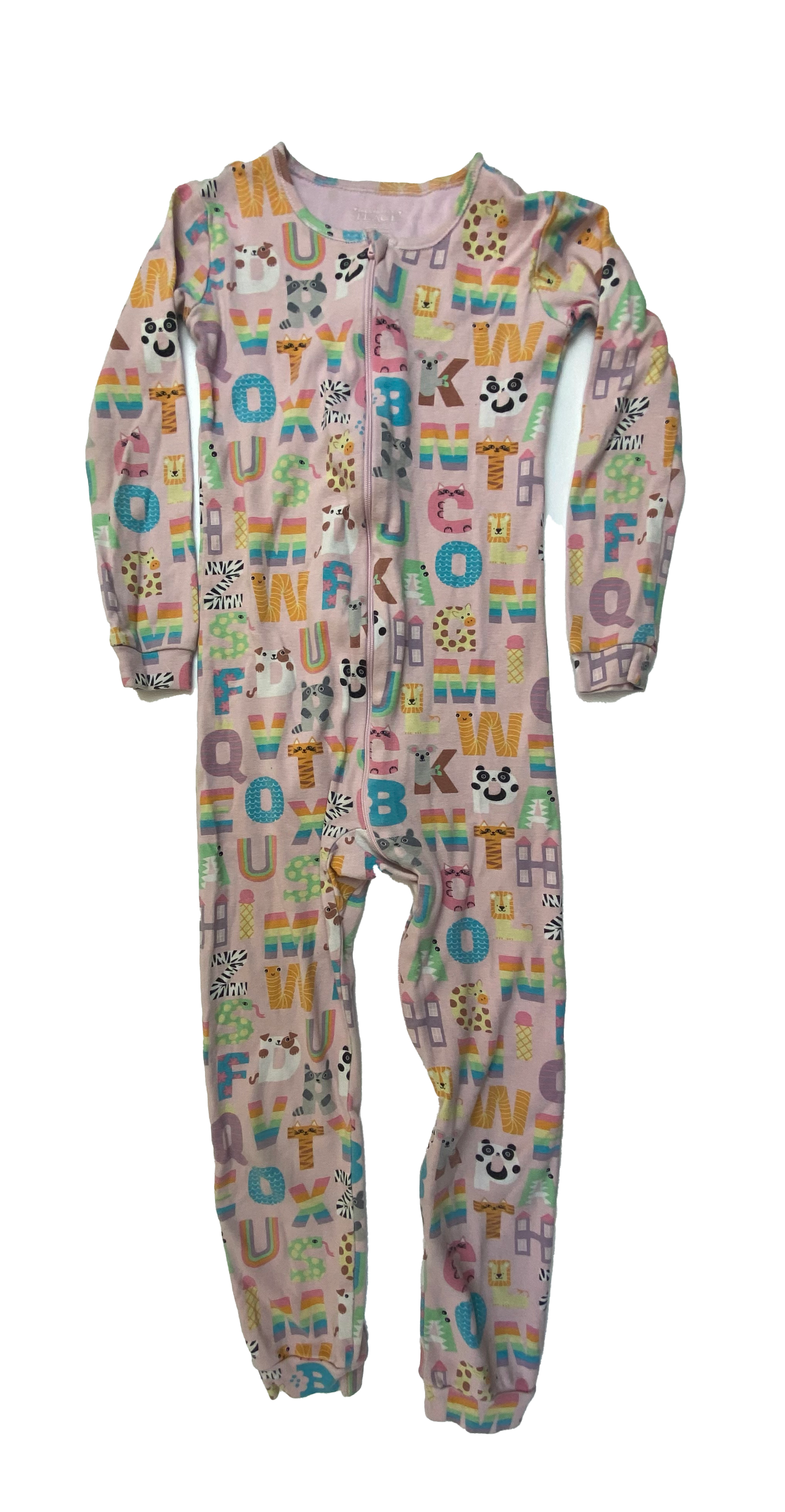 Children's Place Pink Footless Sleeper with Animal Alphabet 5T