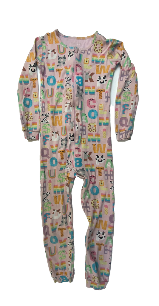 Children's Place Pink Footless Sleeper with Animal Alphabet 5T