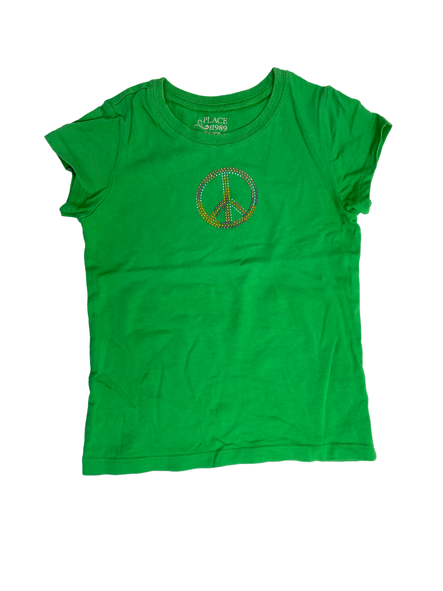 The Children's Place Green T-Shirt with Peace Sign 4-5