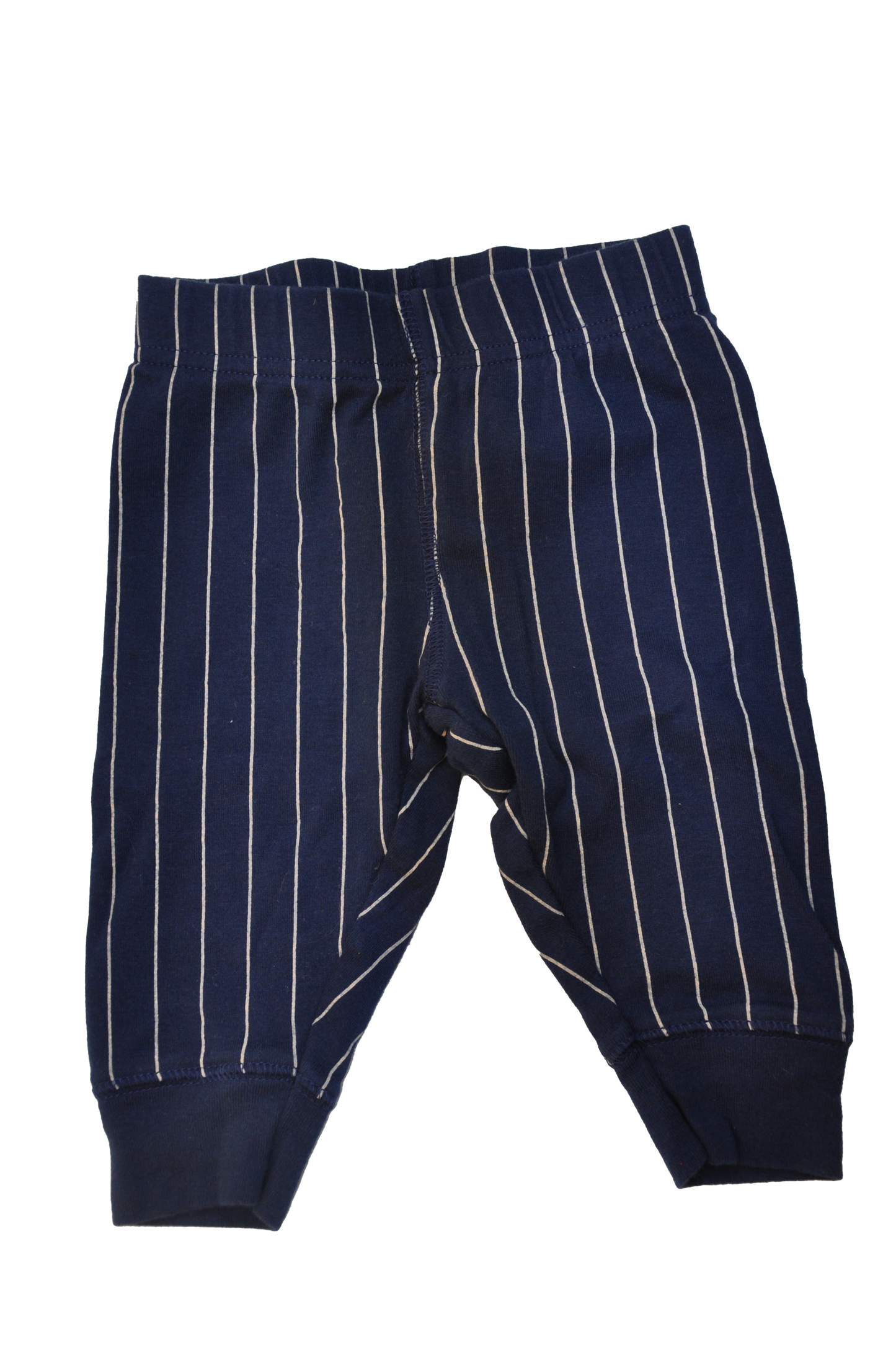 Child of Mine Navy Striped Pull-On Pants with Baseball Bum 6-9M