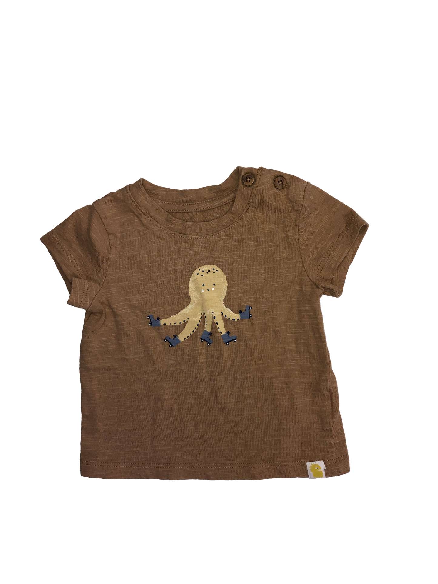 Rise Little Earthling Tan T-Shirt with Octopus 6-9M