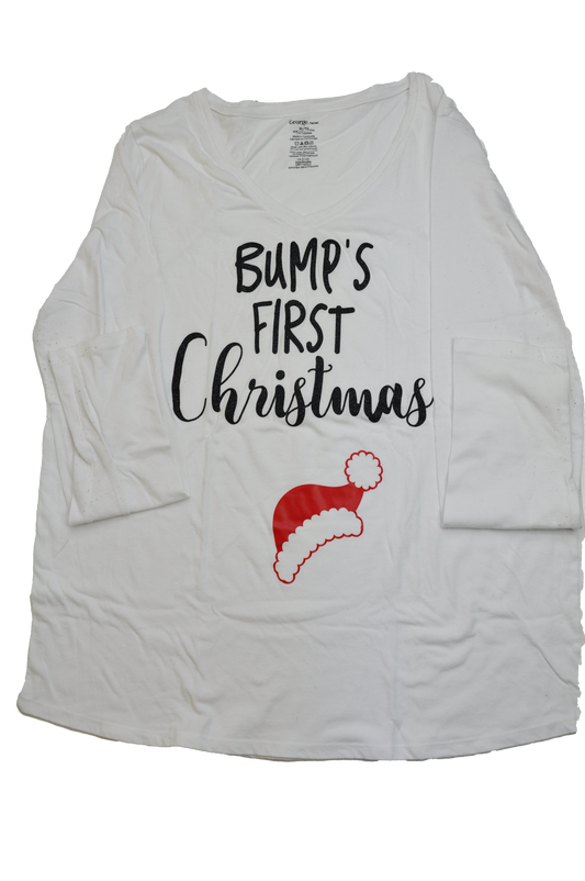 George Long Sleeve Maternity Shirt "Bump's First Christmas" XL