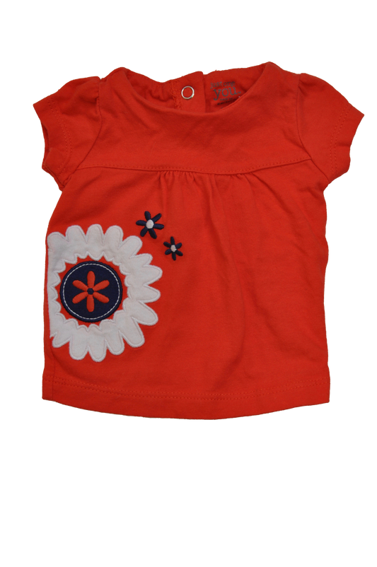 Just One You Scarlet T-Shirt with Floral Appliques NB