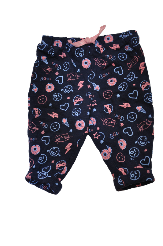 George Navy Pull-On Pants with Emojis Decals 0-3M