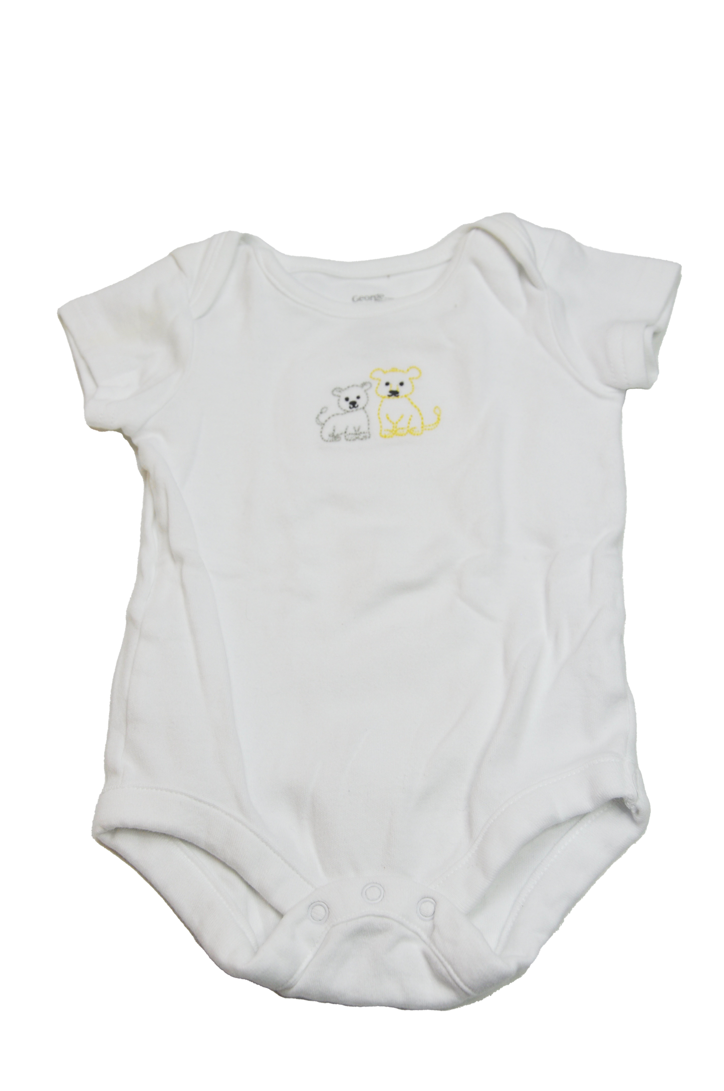 George White Onesie with Embroidered Lions 0-3M