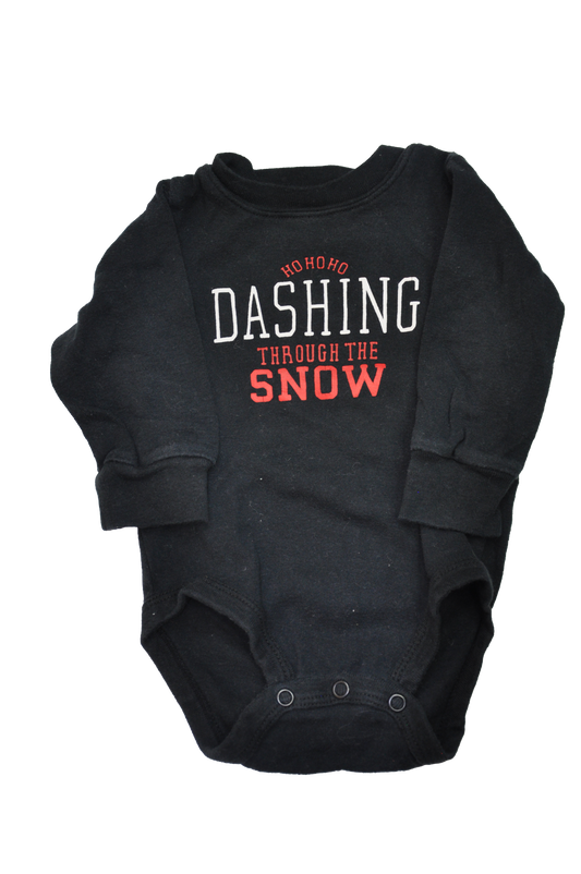 Carter's Black Long Sleeve Onesie "Dashing Through The Snow" 6M