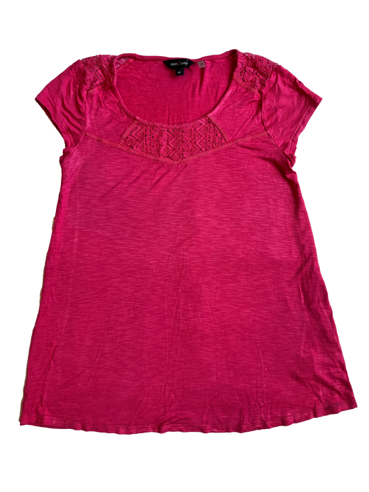 Stork & Baby Pink Maternity Top with Lace Sm