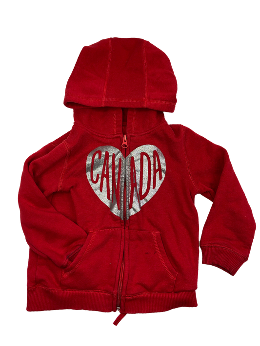 ❗️Stained: Joe Fresh Red Hooded Canada Zip-Up 4T