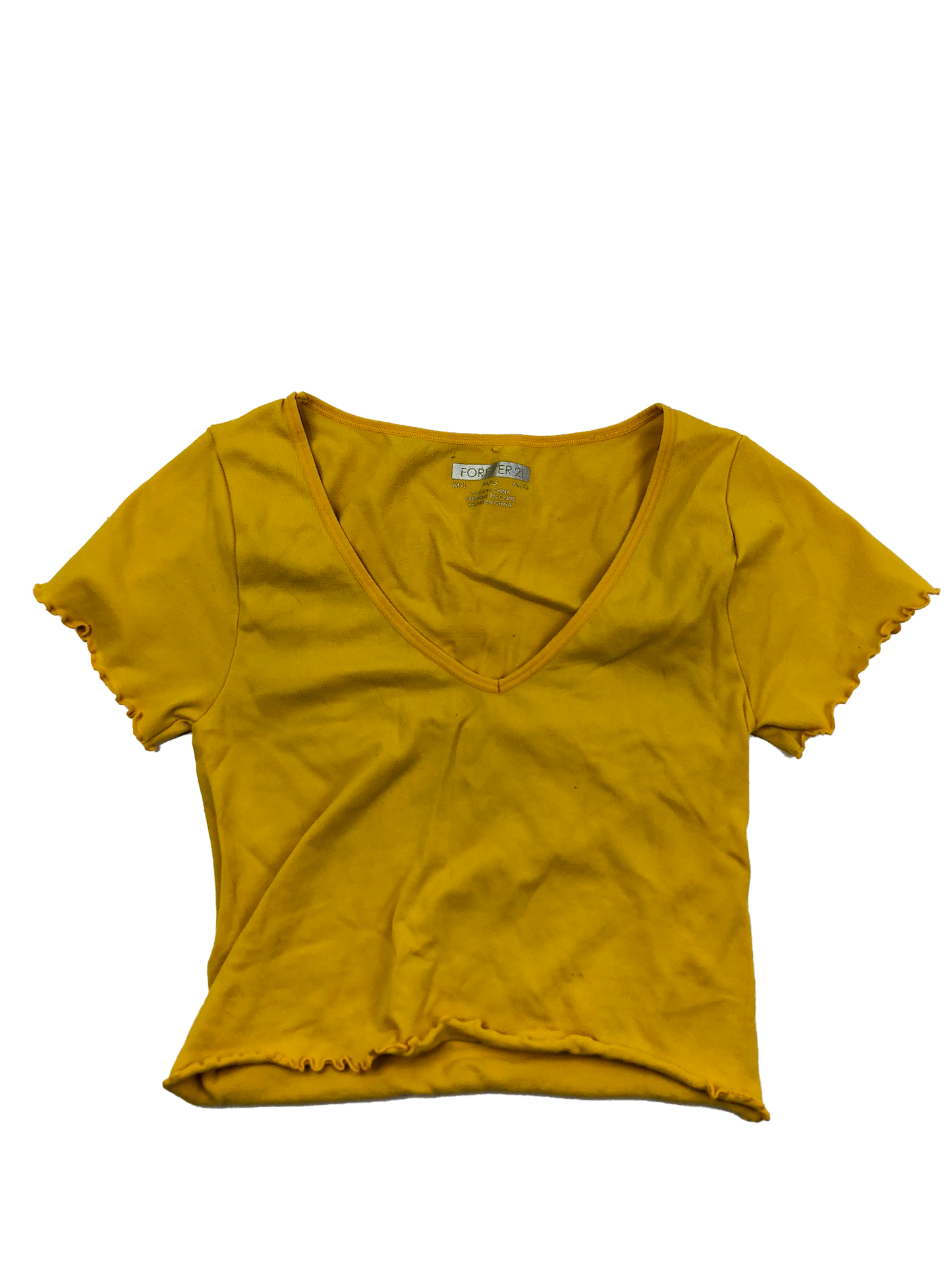 Forever 21 Gold Short Sleeve Crop T-Shirt  14-16