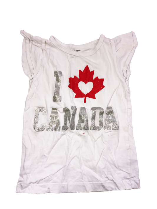 ❗️Stained: Carter's White T-Shirt with "I Love Canada" 4T