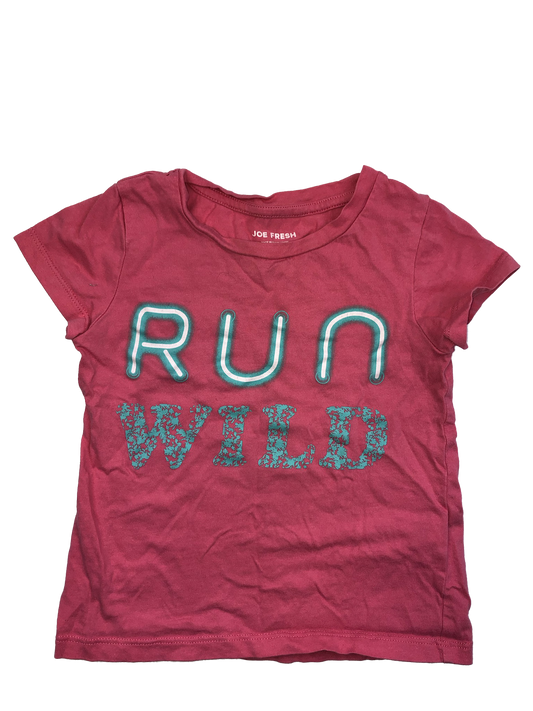 Joe Fresh Pink T-Shirt "Run Wild" 4T