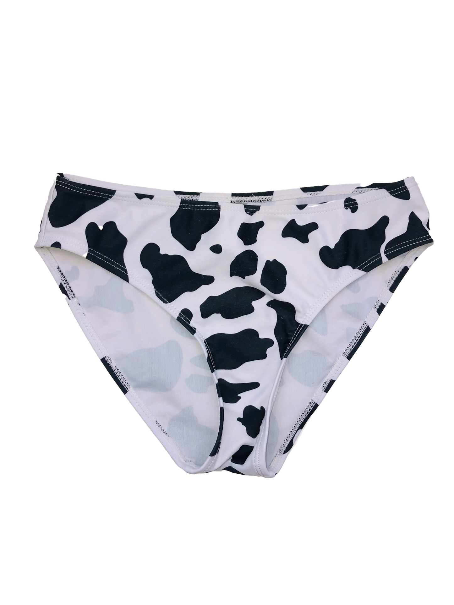 White & Black Cow Print Bikini Bottoms 10-12