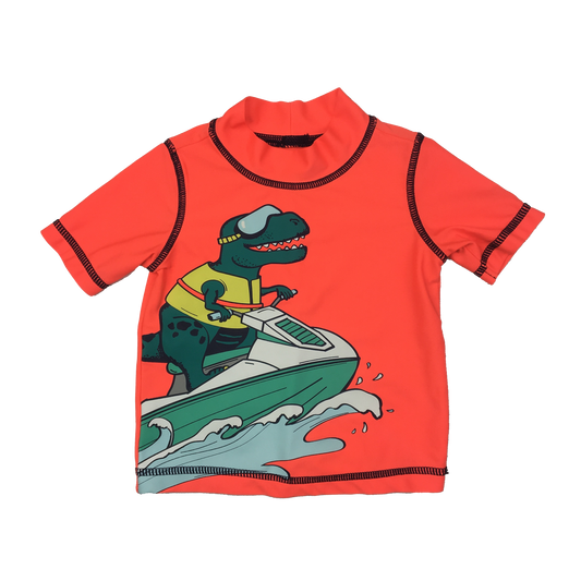 Carter's Orange Rash Guard with Dino on Skidoo 9M