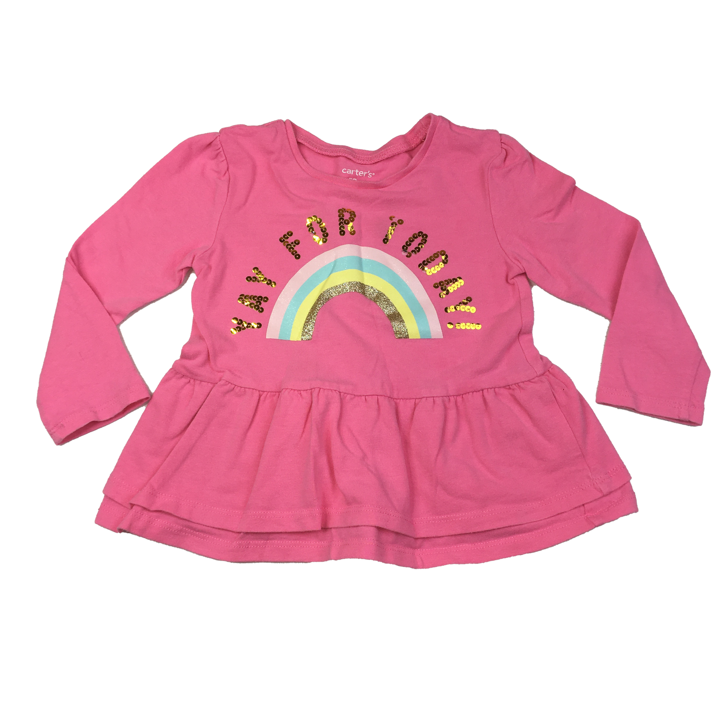 Carter's Pink Long Sleeve with Sequins "Yay For Today" 18M