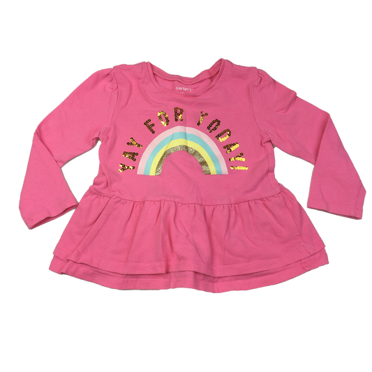 Carter's Pink Long Sleeve with Sequins "Yay For Today" 18M