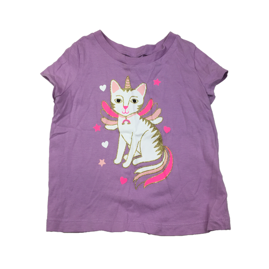 OshKosh Purple T-Shirt with Unicorn Cat 12M