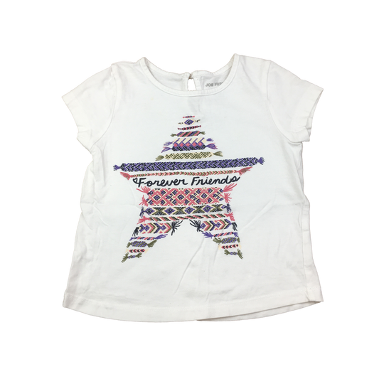 Joe Fresh White T-Shirt with "Forever Friends" Star 12-18M