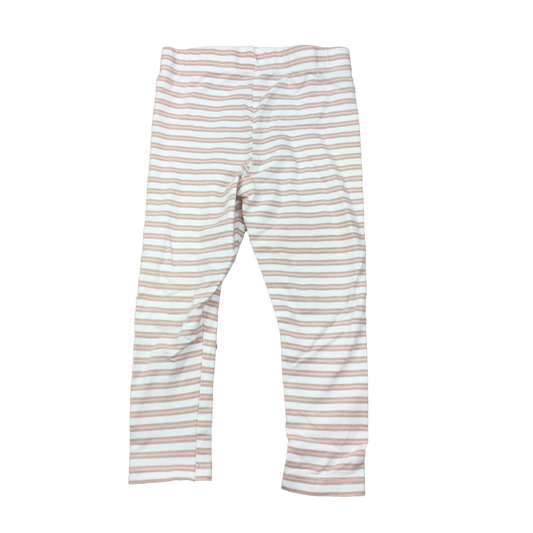 White Leggings with Pink Stripes 18M