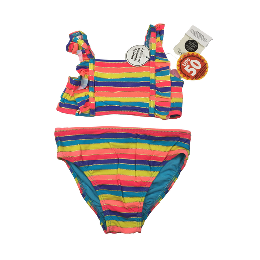 George Multicoloured Striped Bikini with Ruffles 12-18M