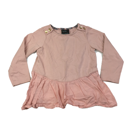 Cynthia Rowley Pink Long Sleeve Shirt with Frilly Bottom 18M