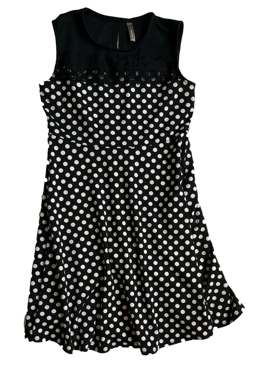 Thyme Black & White Polka Dot Maternity Short Dress M