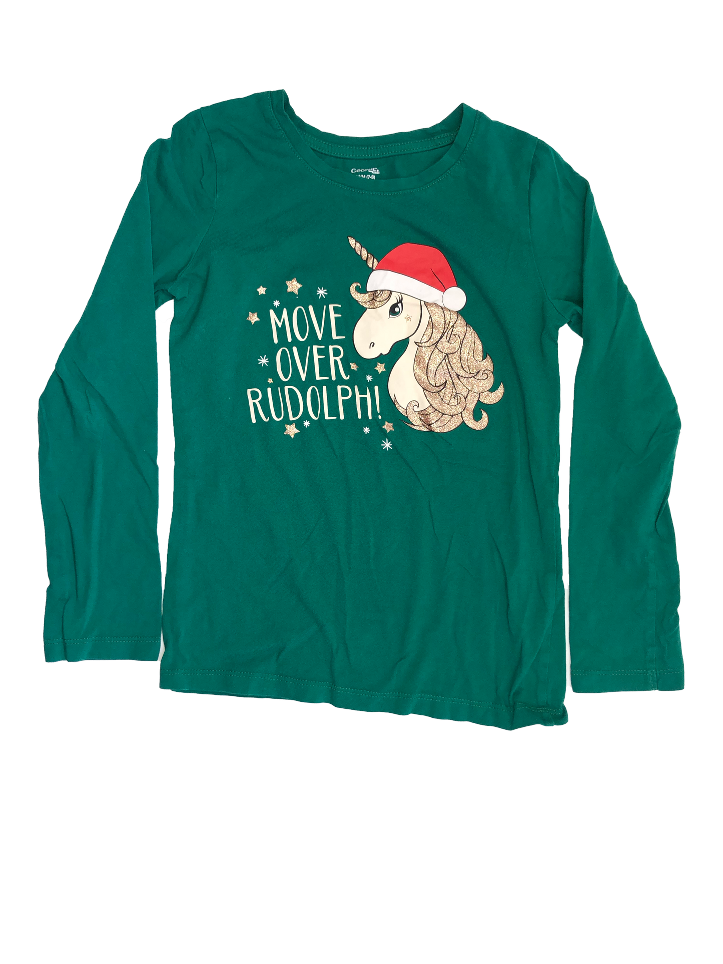 George Green Long Sleeve with Unicorn "Move Over Rudolph" 7-8