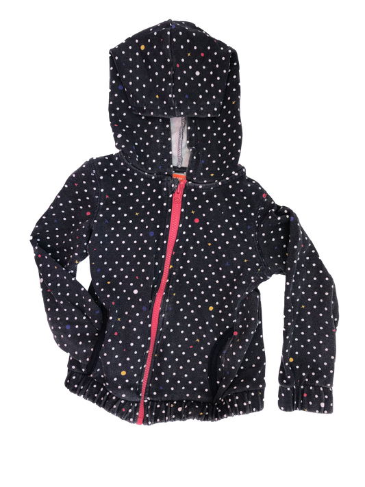 Joe Fresh Black Hooded Zip-Up with Polka Dots 5