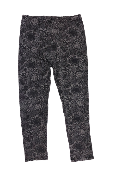 Faded Glory Black Floral Leggings  7-8