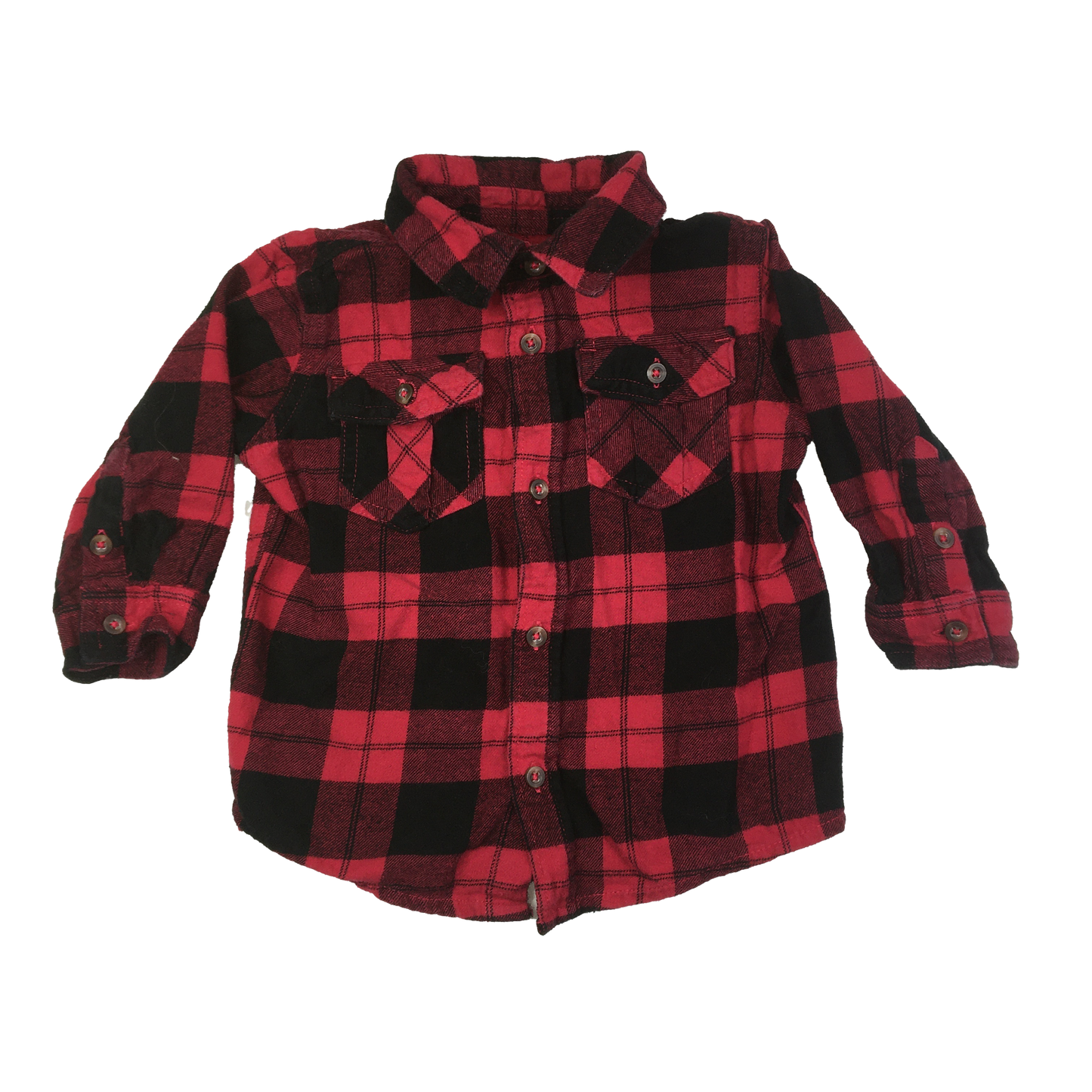 George Buffalo Plaid Flannel Long Sleeve Button-Up 12-18M