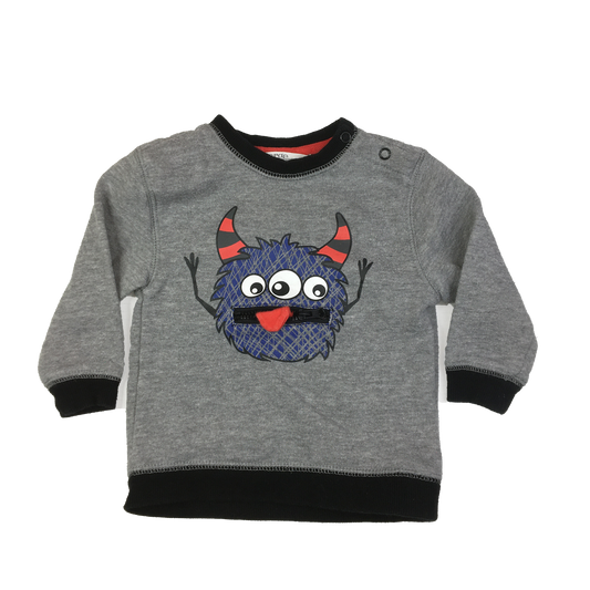 George Grey Pull-Over Sweater with Monster 6-12M