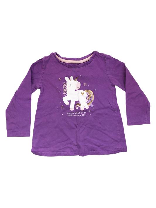 George Purple Long Sleeve with Unicorn 2T