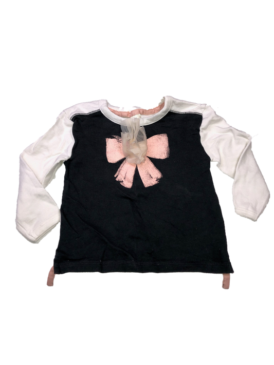 OshKosh Raglan Long Sleeve with Pink Tulle Bow 2T