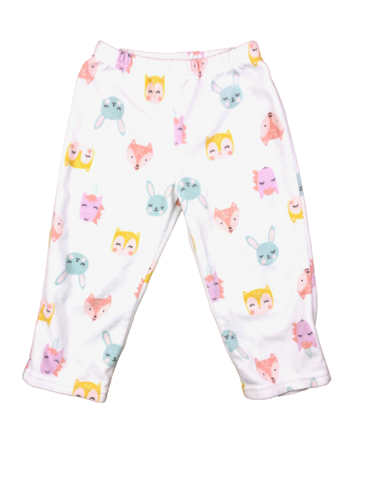 Carter's White Fleece PJ Bottoms with Animals 2T