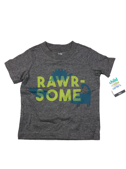 Child of Mine Grey T-Shirt "Rawr-Some" 12M