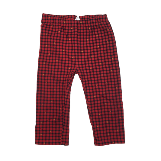 First Impressions Red & Black Check Leggings with Gold Shapes 6-9M