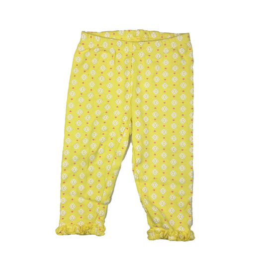 Child of Mine Yellow Leggings with Pink Hearts 6-12M