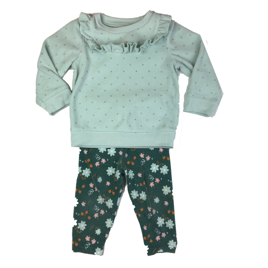 Child of Mine 2-Piece Set Green Sweater & Floral Pants 18M