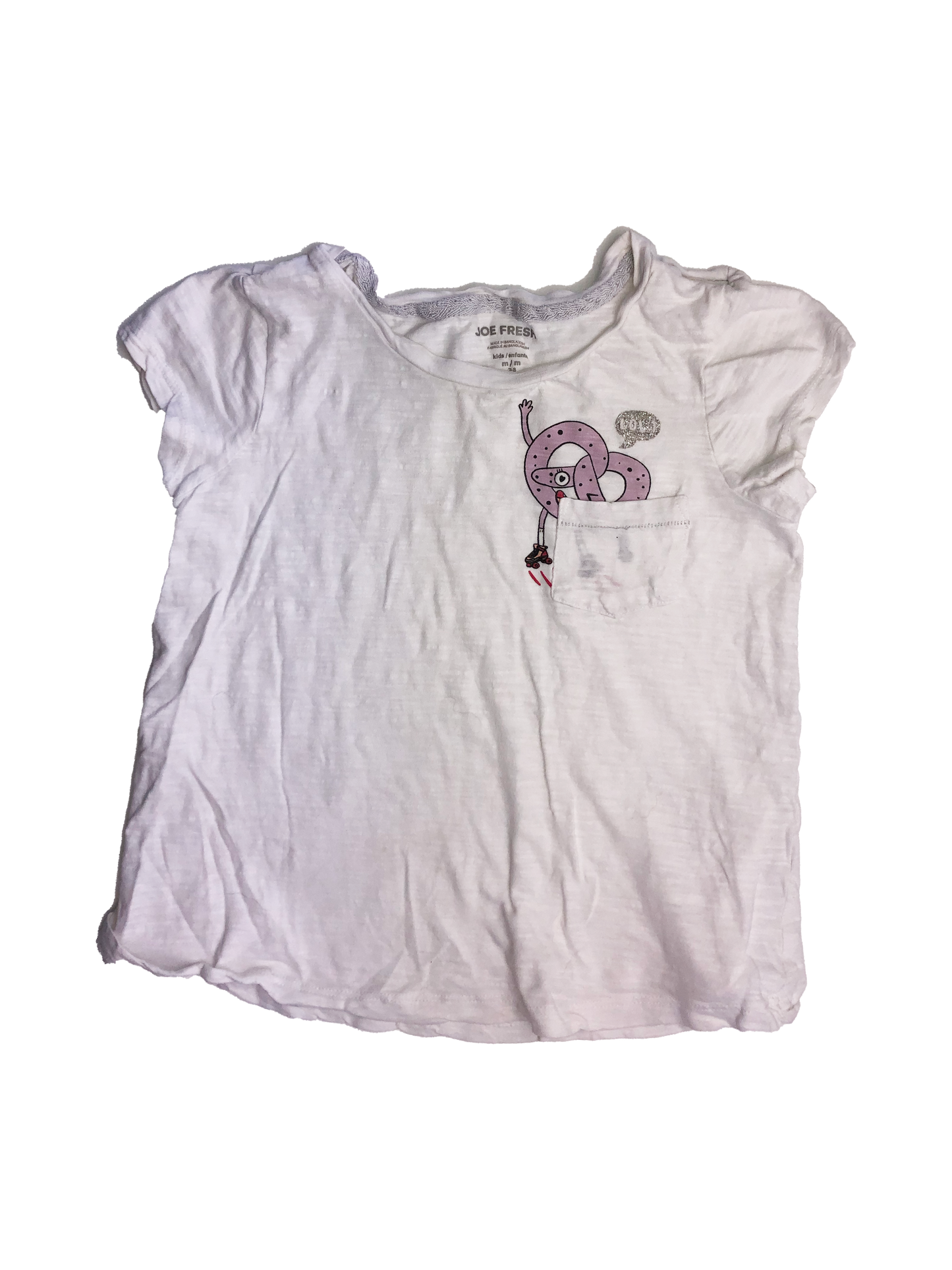 Joe Fresh White T-Shirt with Pretzel in a Pocket 7-8