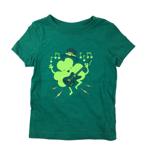 Cat & Jack Green T-Shirt with Clover 18M