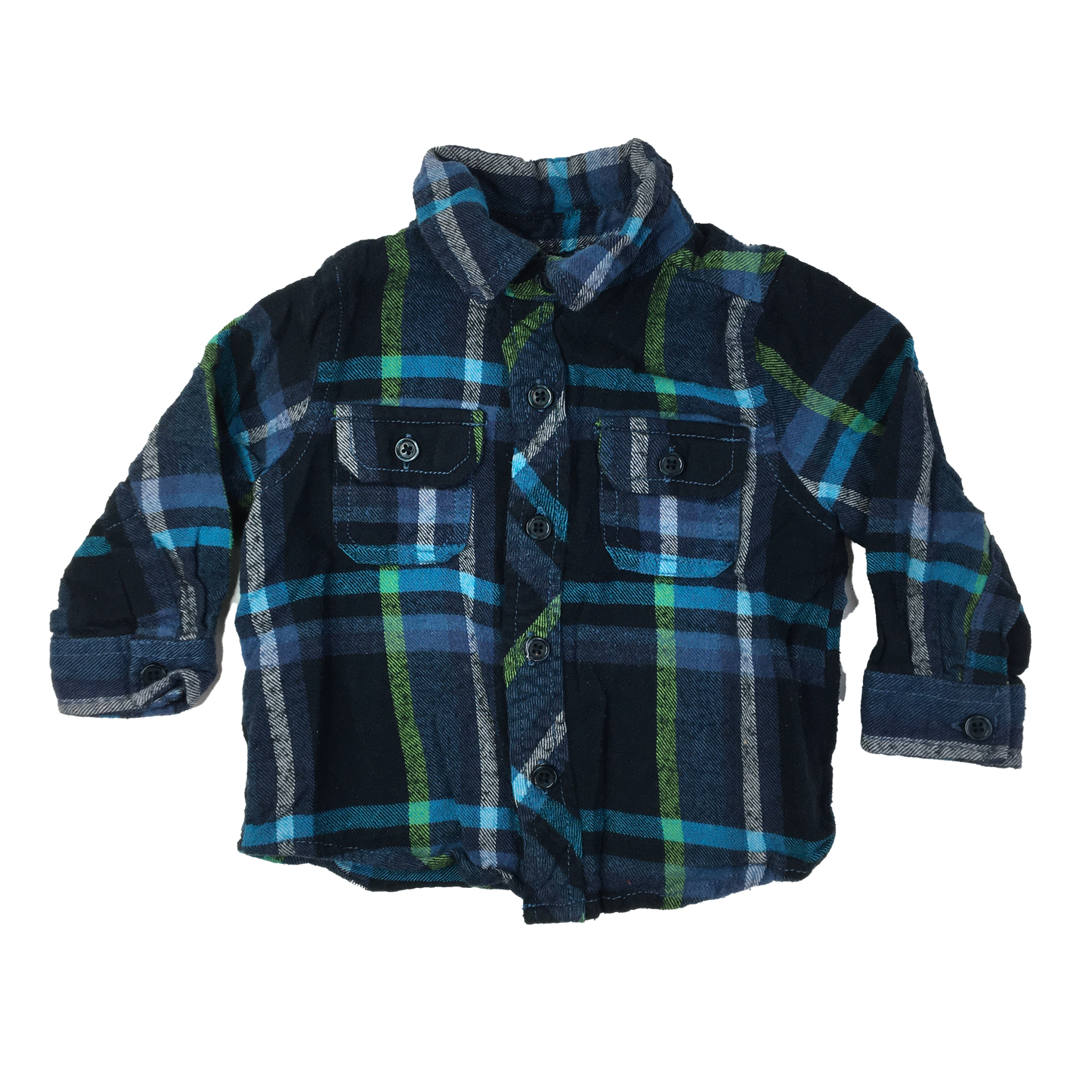 Joe Fresh Navy Strip Flannel Shirt 12-18M