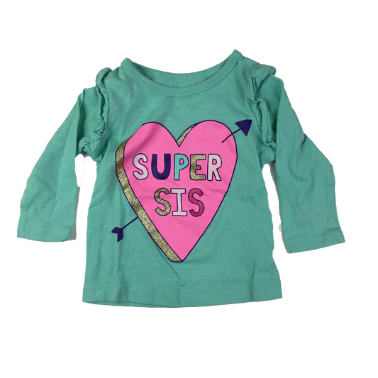 Carter's Teal Long Sleeve Shirt "Super Sis" 6M