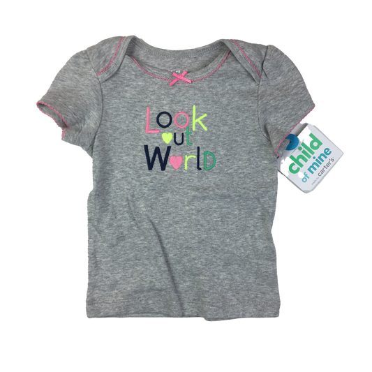 Child of Mine Grey T-Shirt "Look Out World 6-9M